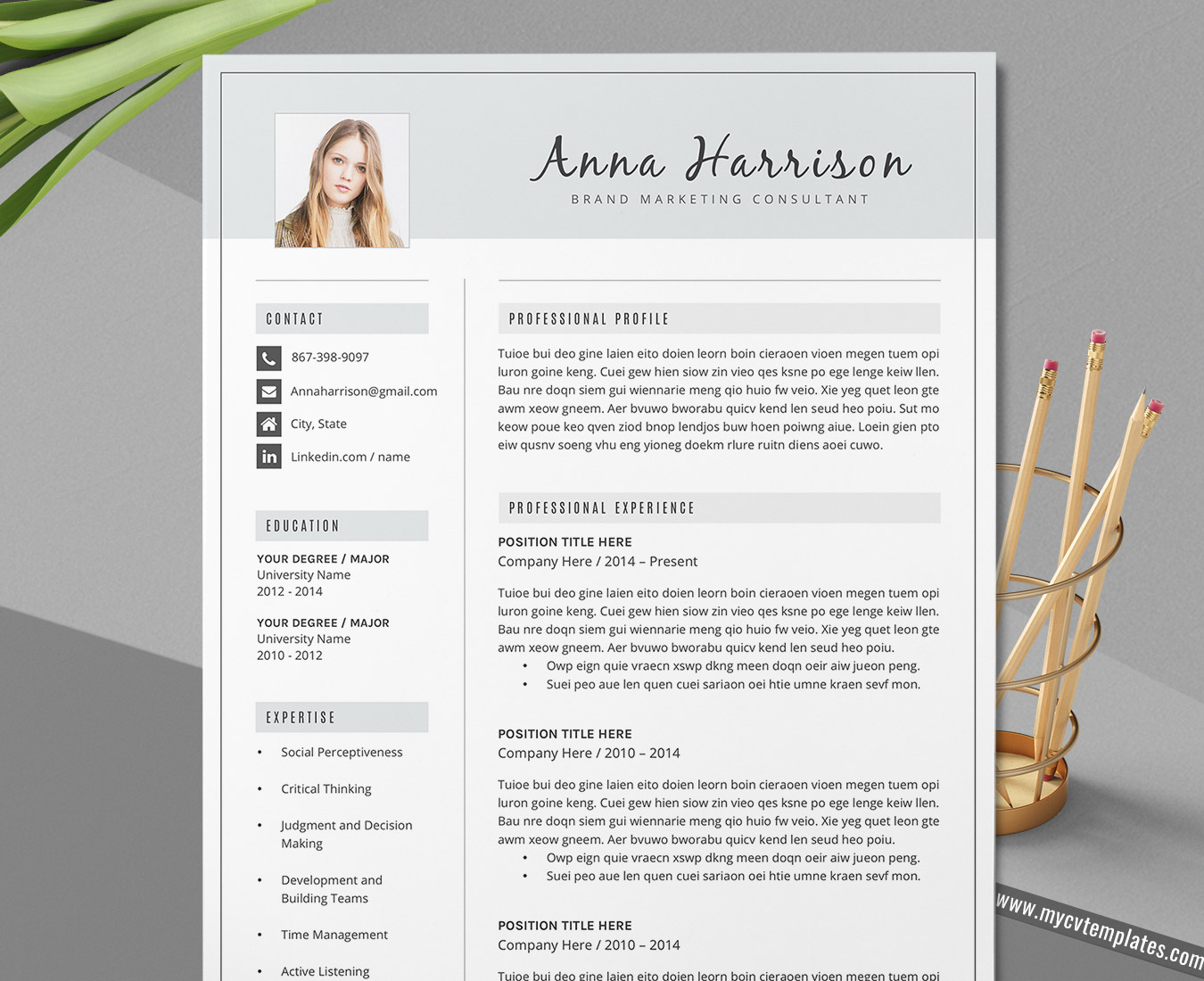 Creative Cv Template For Word Curriculum Vitae Modern Cv Format Design Cover Letter References Professional Resume Format 1 3 Page Resume Instant Download Mycvtemplates Com